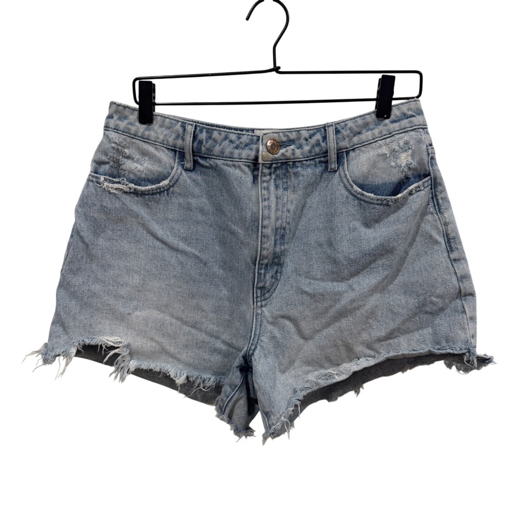Show Me Your Mumu Bluefield Shorts Distressed High Waist Denim 29 Spring Blue